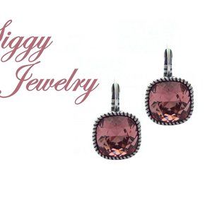Swarovski Cushion Cut Blush Rose Drop Earrings